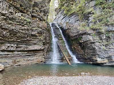 Bukhtivetsky waterfall in the village of Bukovo, Ivano-Frankivsk region.