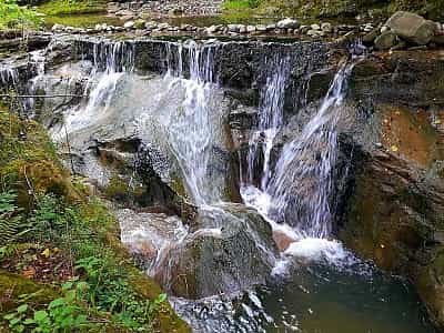 Cascade of Bukovynian waterfalls near the village of Roztoky, Chernivtsi region.